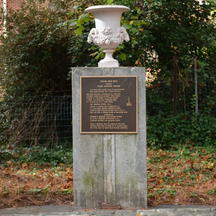 Howard commemorative plaque mounted on a stone pedestal at MacCallum More Museum & Gardens in Chase City VA